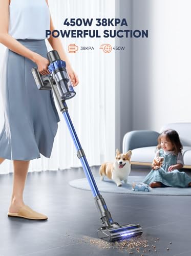 Buture Pro Cordless Vacuum Cleaner 450W/38Kpa Powerful Stick Vacuum with  Intelligent Auto Mode,Color Touch Screen, Up to 55Mins, 1.5L Dust Cup  Lightweight Vacuum for Hard Floor Carpet Pet Hair – HubbyHeaat